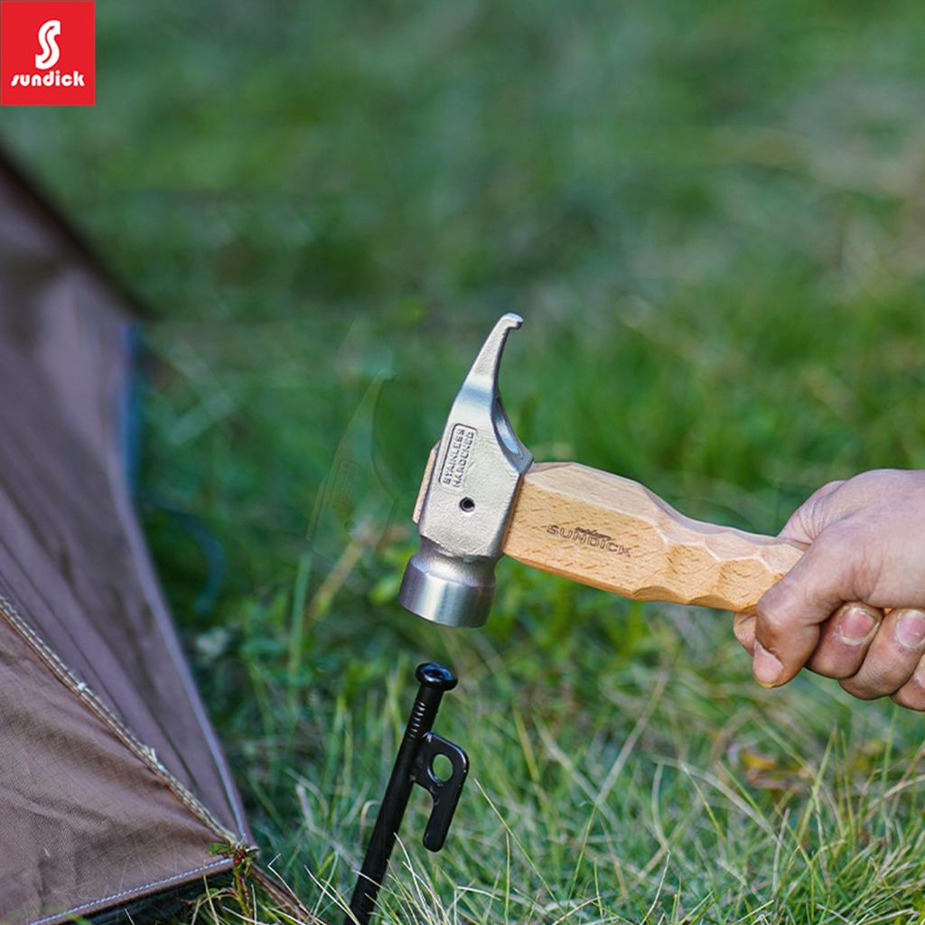 Camping Hammer Multifunctional Tent Peg Stake Puller Beech Handle Steel/Copper Head Outdoor Tools Camping Hiking Gadgets