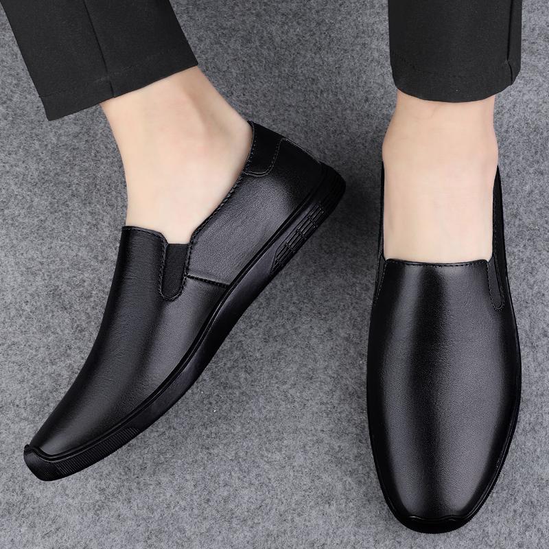 Fashion Breathable Outdoor Slip on Casual Shoes for Male Work Office Driving Sneakers Mens Leather Loafers Non Slip Walking Flats