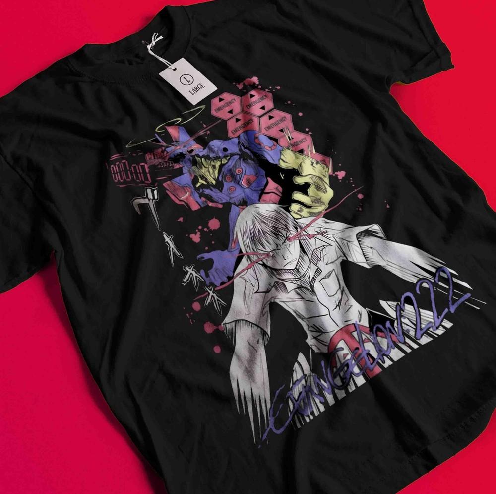 

Neon Genesis Evangelion T-shirt Eva Unit 01 Japanese Black Anime Shirt All Size BB856 2XL