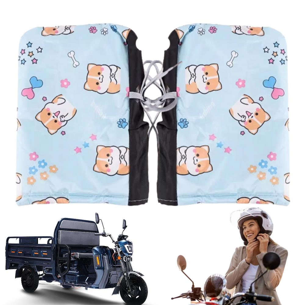 Motorcycle Handlebar Muffs Windproof Mittens Hand Warmer Gloves Corgi Dog Pattern Winter Snowmobile Hand Muffs Hand Warmers