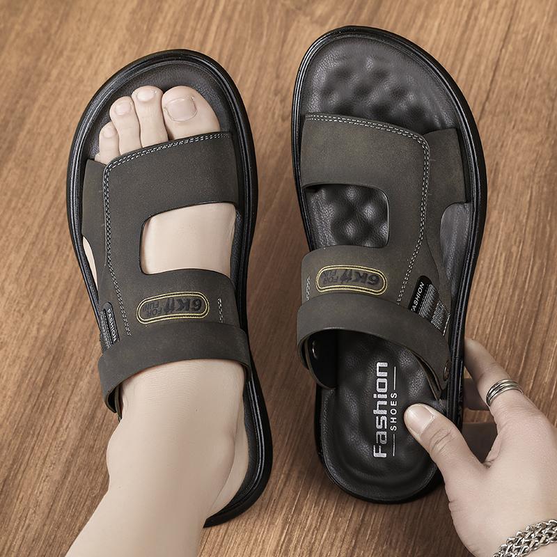 Breathable Vented Men's Slippers Soft Sole Anti-Slip Casual Trendy Shoes 2025 Summer Home Two Wear Slippers Beach Shoes Outdoor