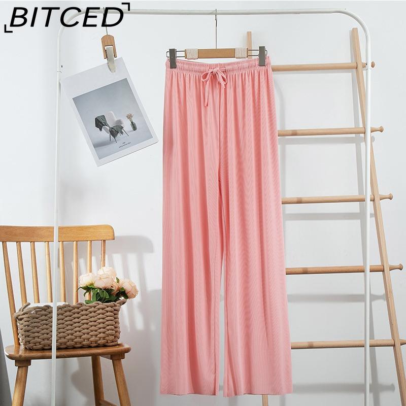 BITCED Ice Silk Wide-Leg Trousers for Women Spring/Summer Lightweight Slimming Loose-Fit Drapey Breathable Straight-Leg Casual Floor-Length Trousers