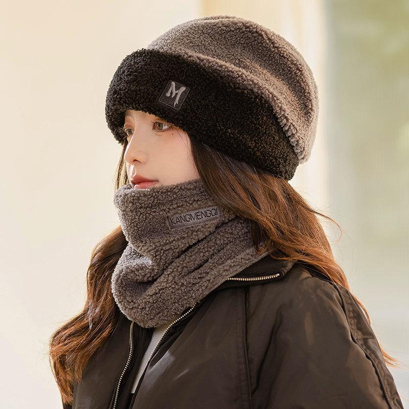 New M Standard Plush Line Thermal Cap for Children, Thickened Cold-proof Scarf Cover In Autumn and Winter, Lamb Wool Cycling, Ski Cap