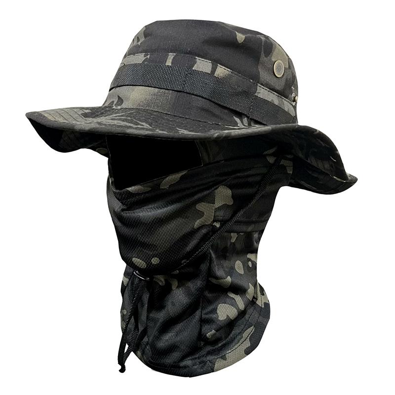 Camouflage Wide Brimmed Hat Balaclava Set Men S Outdoor Sunshade Boonie Cap Foldable Fisherman Hat Fishing Sun Protection Hat A9
