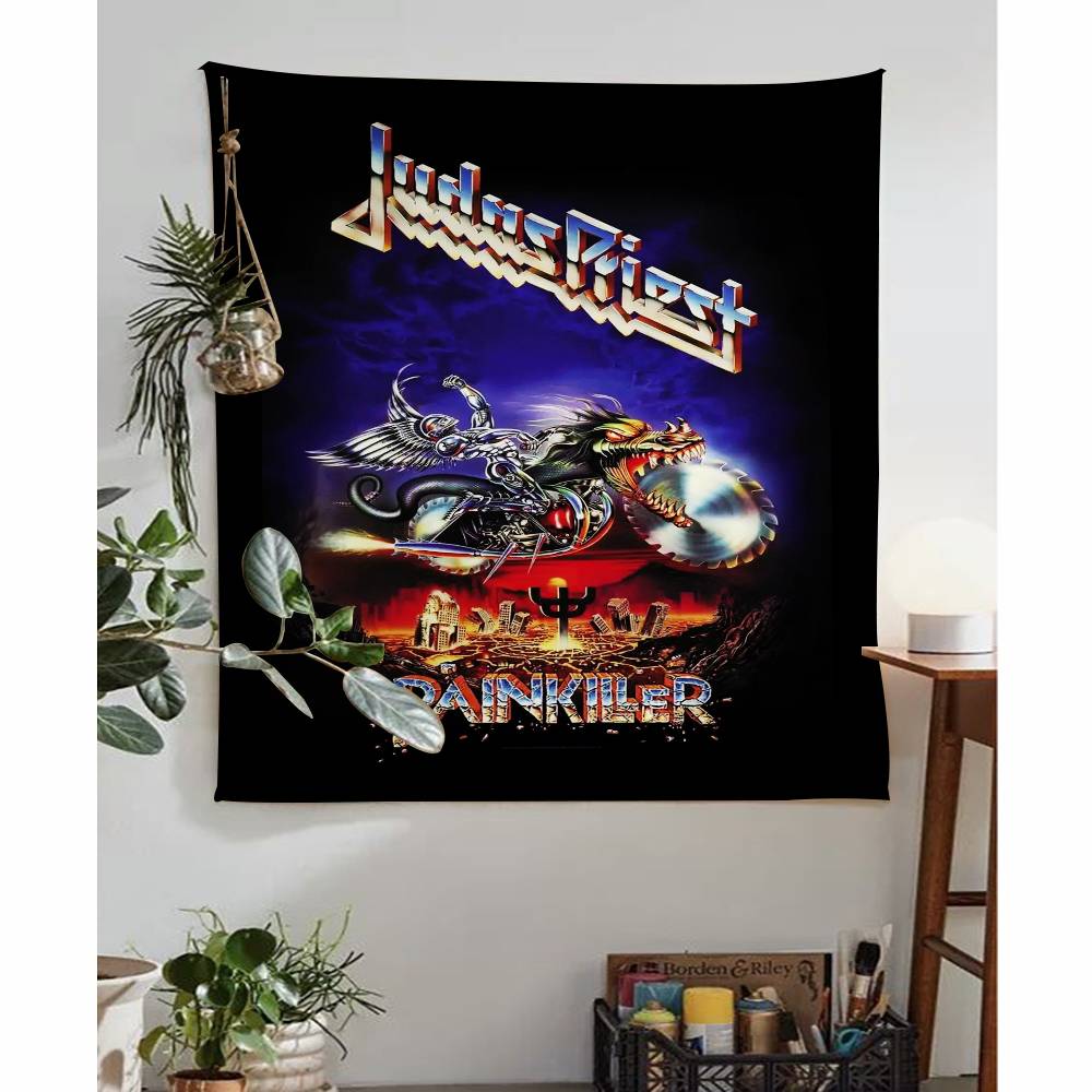 1PC JJudas Priest Heavy Metal Band Colorful Tapestry Wall Hanging Bohemian Wall Tapestries Mandala Wall Art Decor