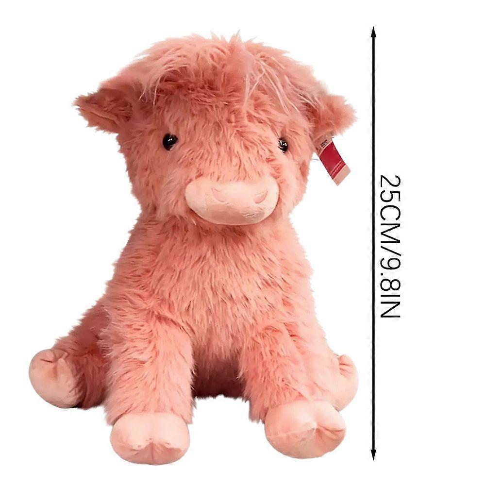 Pink Plush Highland Cow Stuffed Animal - 25CM/9.8IN Cute Soft Toy - Perfect Gift for Kids, Collectors & Animal Lovers