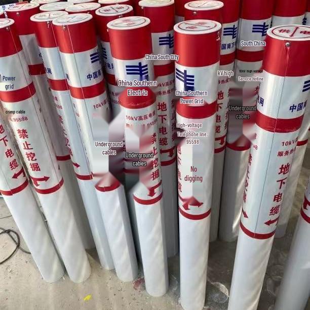 PVC Marker Post: Fiberglass Warning Sign for Power, Gas, Water, & Optical Cables