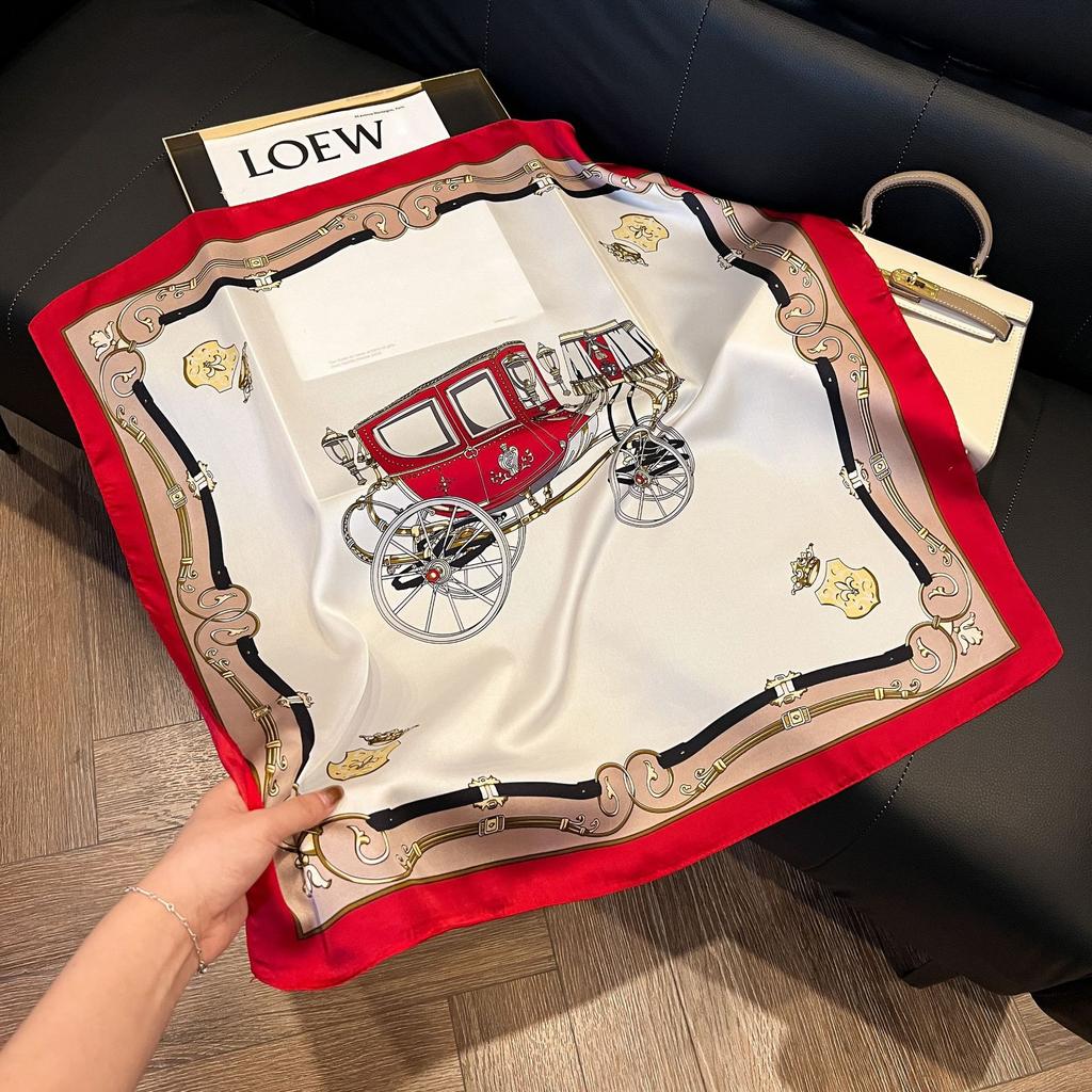 71Cm silk scarf square scarf high sense Korean fashion versatile professional simulation silk small scarf retro printed silk scarf women