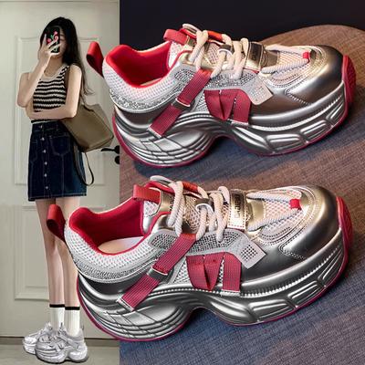 Thick-soled Leather Dad Shoes Women's New Versatile Casual Spring Height Increase Small Casual Shoes Sports Explosion