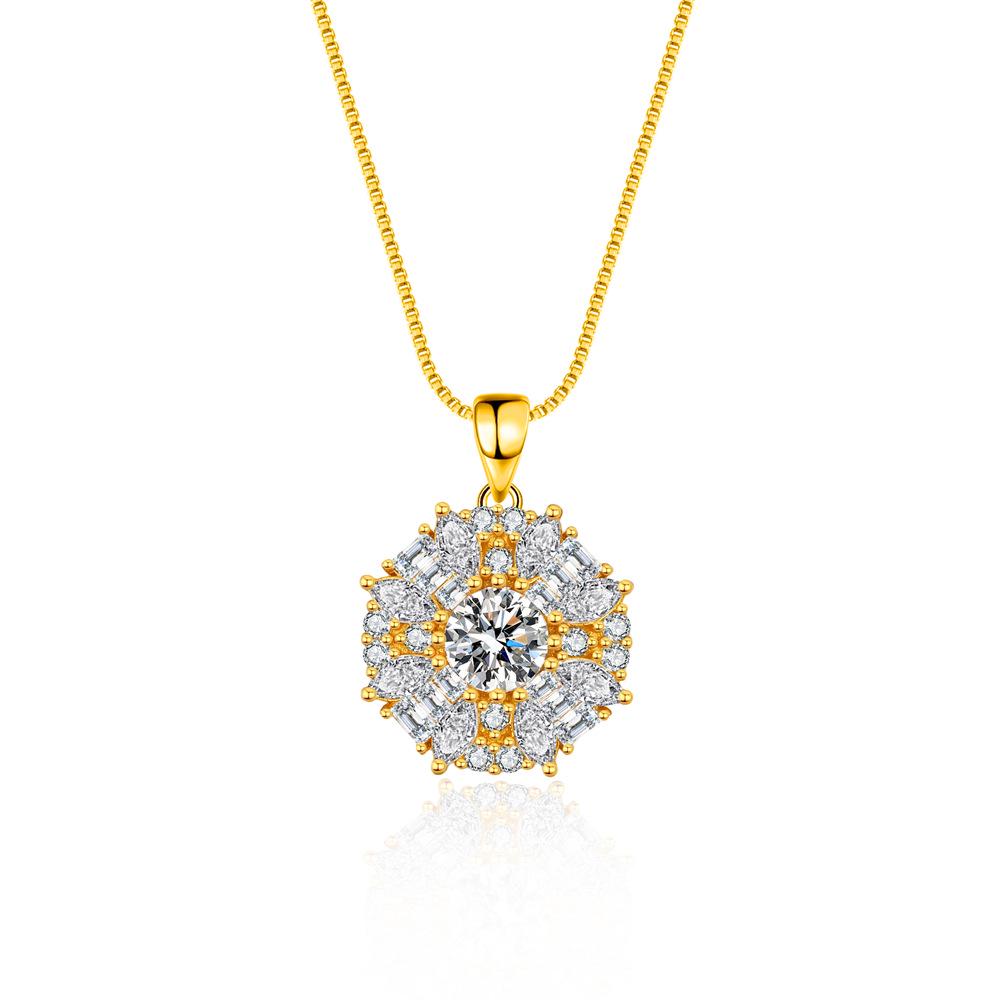 Exquisite Sterling Silver Kaleidoscope Moissanite Pendant Necklace for Women