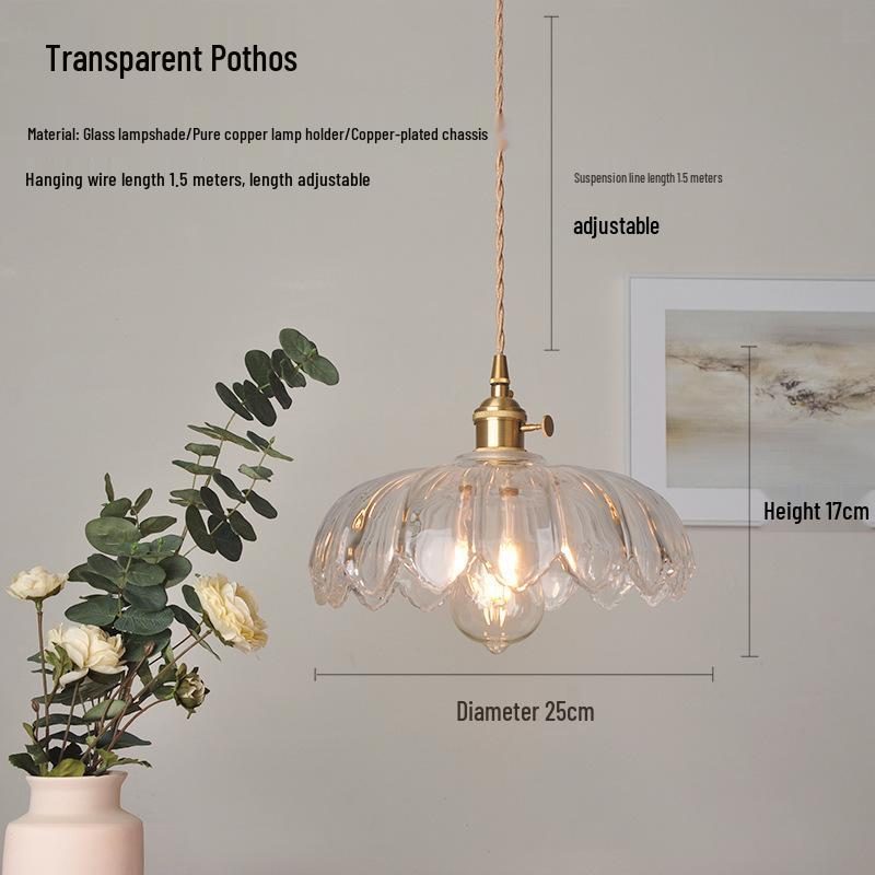 Nordic Retro Brass Glass Pendant Light - Ideal for Bar, Restaurant, Bedside, or Cafe.