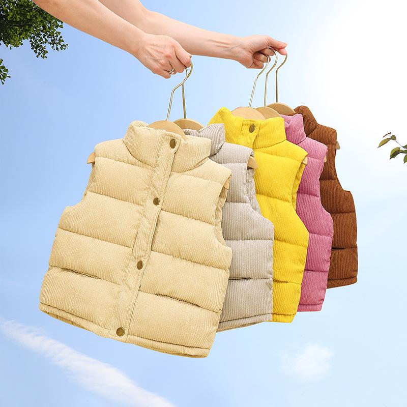 Kinder verdickte Cord-Daunenweste - Warme ärmellose Jacke für Jungen & Mädchen