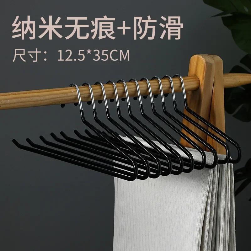 10 Stück Nahtloser HosenbügelRutschfester Metall Hemd Hosen Hakenbügel Offener Hosenmantel Haken Kleiderschrank Organizer Kleiderständer