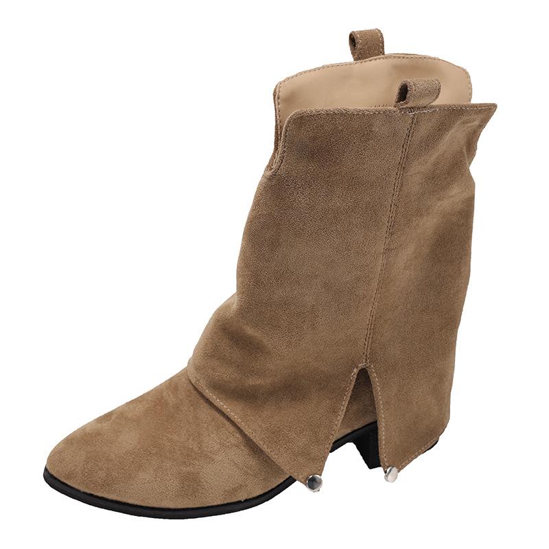 Black Explosion Internet Celebrities Show Thinness and Height Gain High Heel Fashion Boots Women's 2025 New Autumn Trouser Boots Small Short Boots