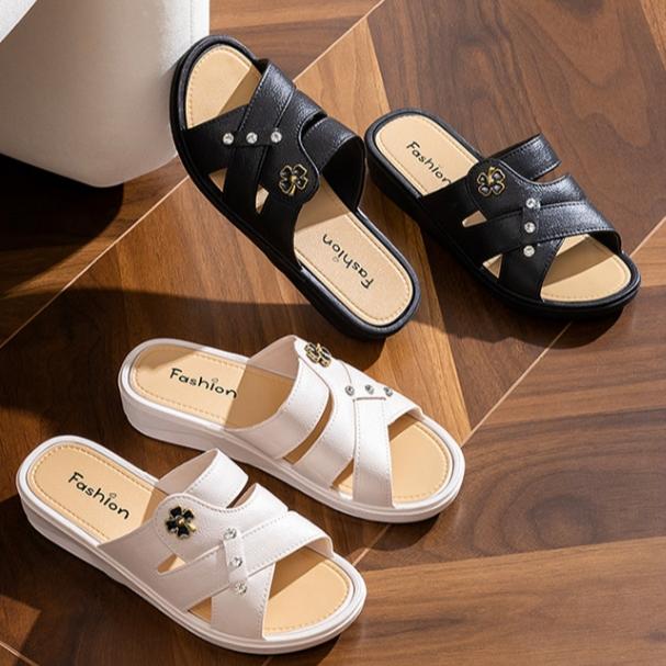 Order Two Size Up Slippers for Women Fish Mouth High Heel Wedge Slippers Summer Shoes Non-slip Thick-soled Slippers Comfortable Casual Flip Flops