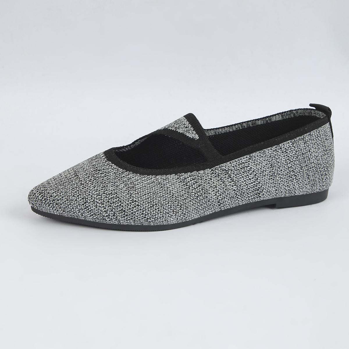 

Fashion Women s Fashion Flat Shoes Autumn New Pointed Head Shallow Mouth Knitted Breathable Soft Sole Non-slip Single Shoes 36 срібний