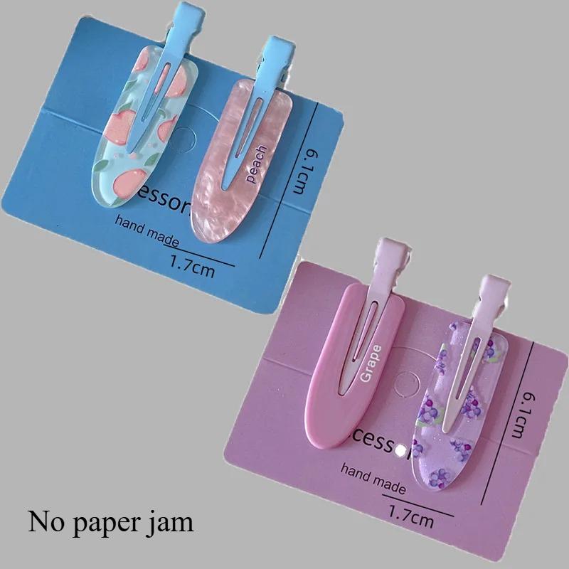 2/4pcs Candy Color Fruit Hair Bang Clip Summer Hairpin No Crease Acrylic Barrette Hair Side Clamp For Girl Hair Accessories