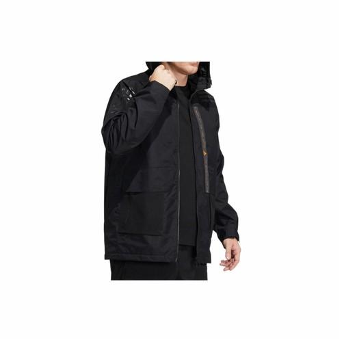 adidas Solid Color Hooded Zip-Up Jacket for Men, Black