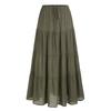 Women's Cotton Skirt High Waist Elastic Lace-up Large Swing Skirt Loose Stitching Long Skirt