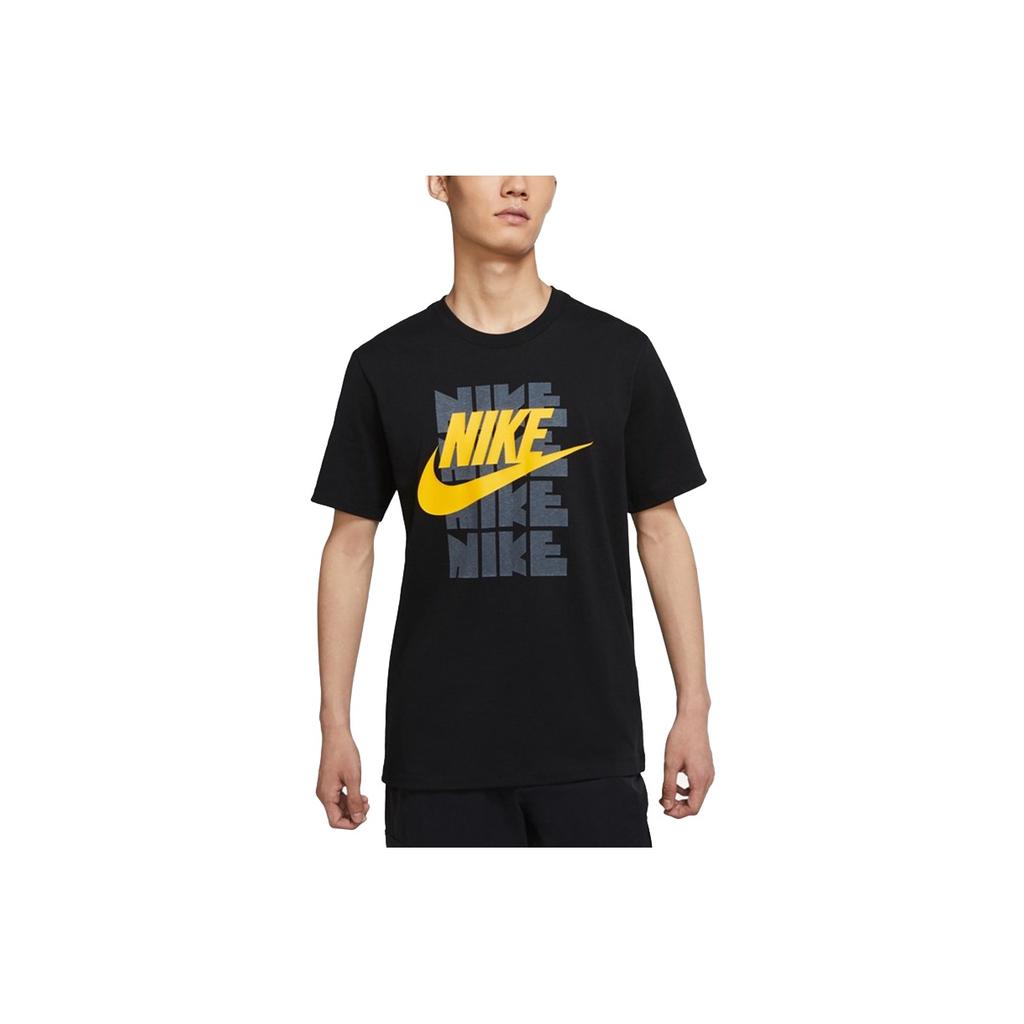 Nike Sportswear Casual Breathable Letter Print Crew Neck Short Sleeve T-Shirt Men Tops Black DD3382-010