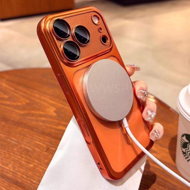 Plating Transparent for Magsafe Case for iPhone 17 16 15 Pro Max Plus 17 Air 14 13 11 12 Magnetic Camera Protector Soft Cover