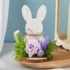 Easters Rabbit Wood Ornament Cartoon Rabbit Wood Crafts for Easters Home Party Desktop Decoration