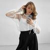 Summer White Organza Shirt Women's High-end Sense Outer with Medium and Long Perspective Women's Shirt Elegant Women's Clothing