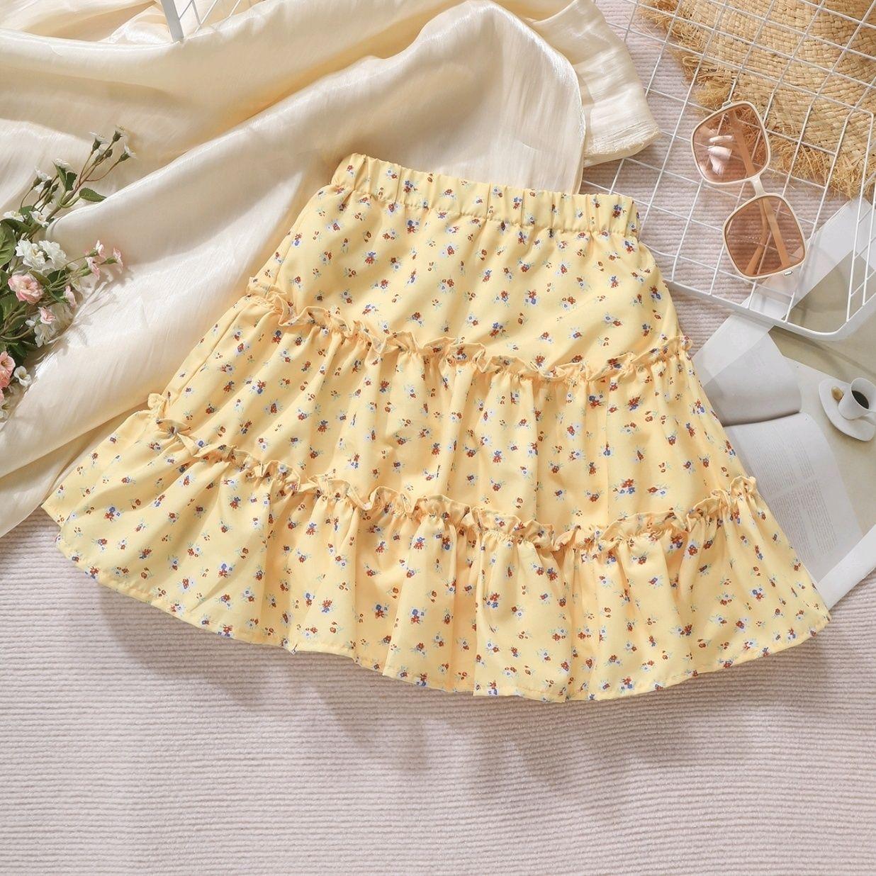 

Летний наряд для девочек, цветочная полуюбка, новая детская юбка-торт, короткая юбка для маленьких девочек 150
