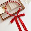 Fashion Vintage Polka Dot Long Silk Scarf Pearl Waist Chain Luxurious Design Belt Exquisite Clothing Accessories