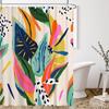 Floral Jungle Boho Shower Curtain Bathroom Colorful Bohemian Abstract Asthetic Pastel Modern Contemporary Art Shower Curtains