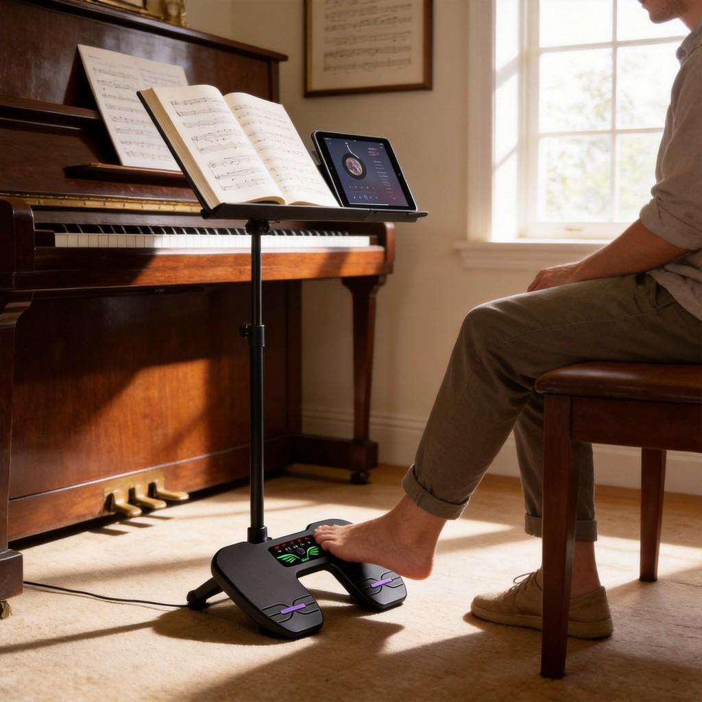 Tichý Bluetooth nožní pedál pro iPad s automatickým otáčením stránek pro čtení not pro piano a kytaru