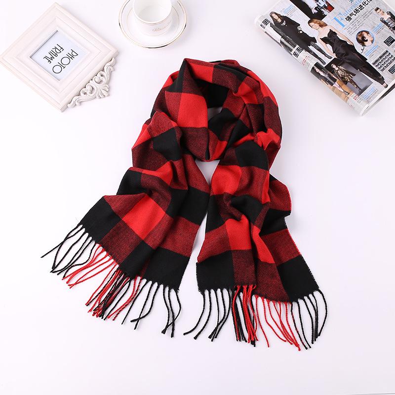 Men'S Winter Plaid Scarf Warm Women Cashmere Shawls Scarves Casual Tassel Scarfs Man Business Scarf Pashmina
