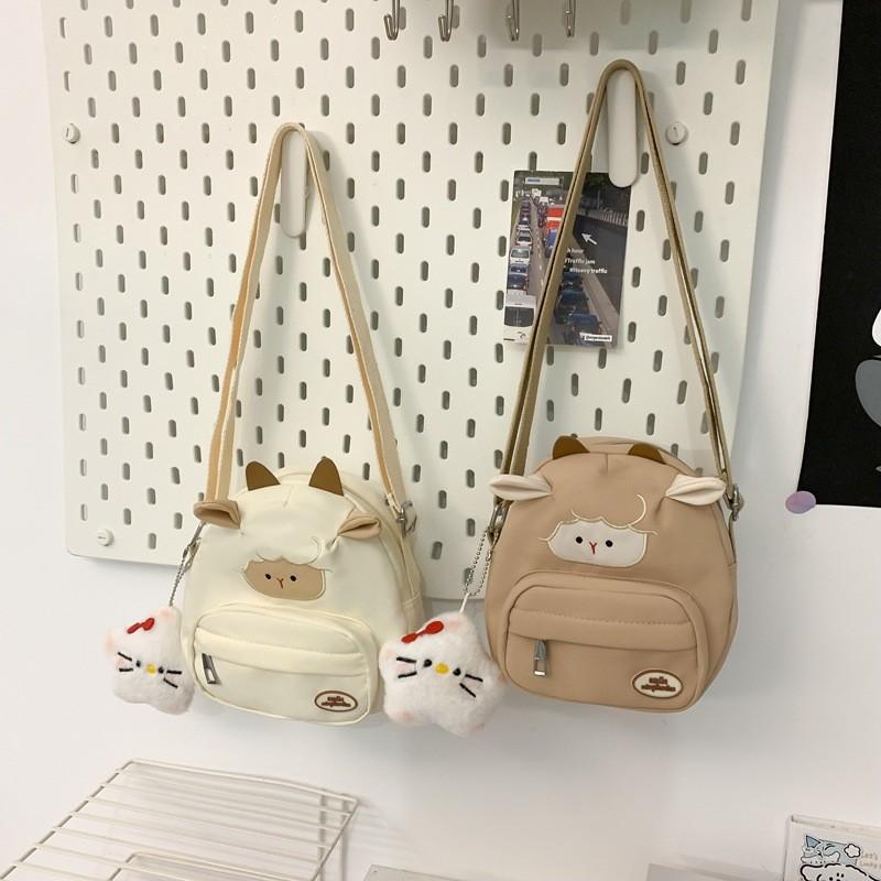 Adorable Mini Lamb Shoulder Bag Lightweight Canvas Backpack For Kids And Teens
