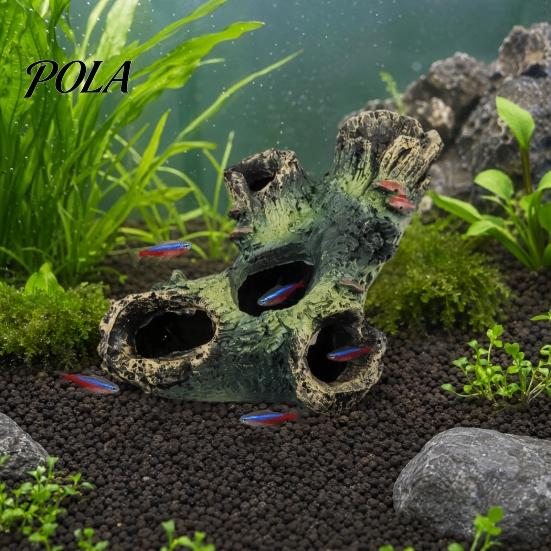 Non-toxic Fish Tank Ornament Decaying Trunk Aquarium Hide, Decorative Betta Hideout, with Multiple Holes Hide And Caves, Resin Log Hideout Cave