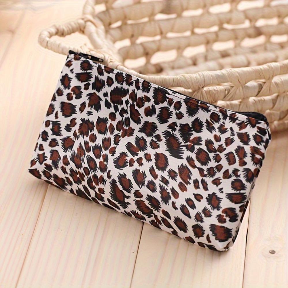 Makeup Bag Leopard Print Makeup Bag Horizontal Square Zipper Women's Makeup Bag