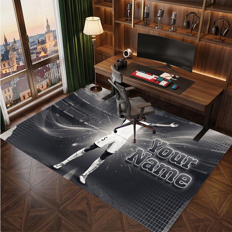 Jude Bellingham Custom Crystal Velvet Rug, Personalized Name Text Print, Football Logo Soft Non‑Slip Floor Mat Home Decor Gift