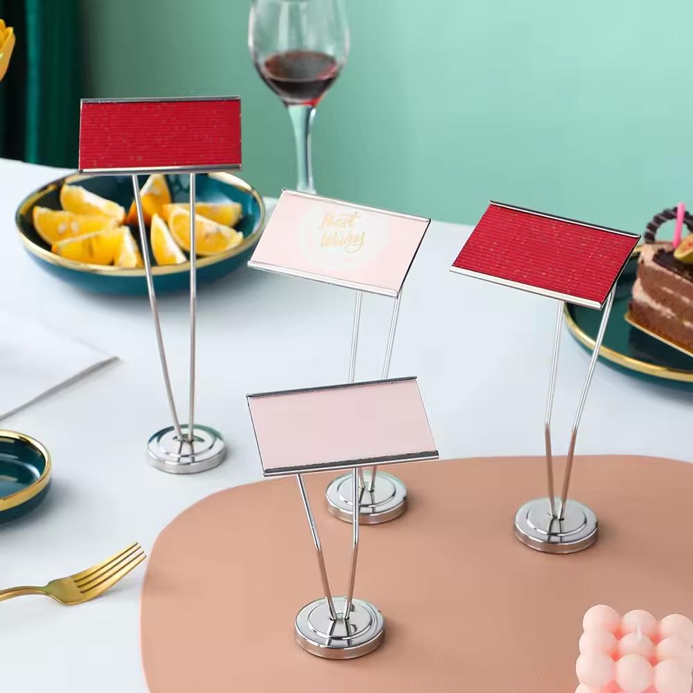 Stainless Steel Meal Seat Card Clips Adjustable Pop Desk Sign Price Tag Display Wedding Table Name Card Holder
