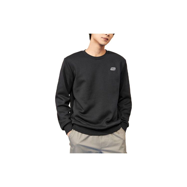 Skechers Solid Color Logo Fleece Comfortable Crew Neck Sweatshirt Unisex sweatshirt Black L422U129-0018 L