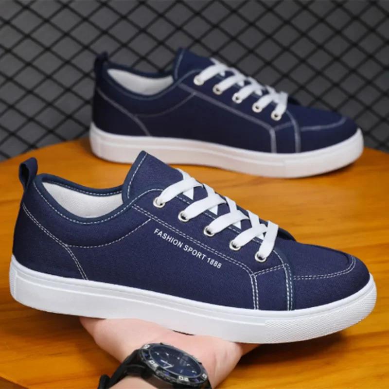 Fashion Canvas Men's Sneakers Black Lace Up Sping Shoes Classic Casual Vulcanized Shoes Size 47-48 Mens Spring Sport Shoes