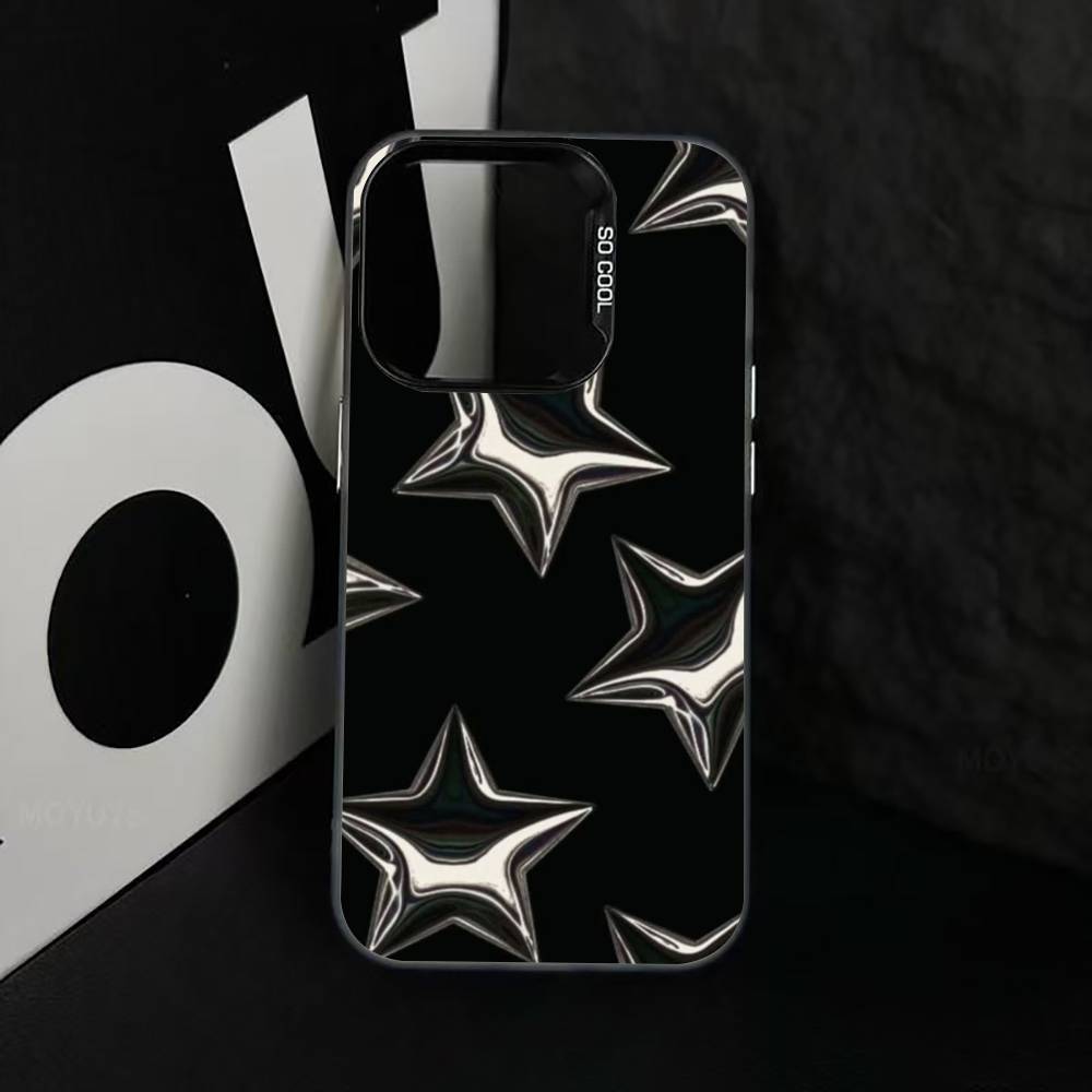 

Y-y2K Star Aesthetic Phone Case For iPhone 17,16,15,14,13,12,11 Plus,Pro Max,XS,Colorful Silver Phone case Funda Cover iPhone17