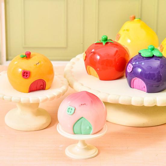 Mini House Micro Landscape Decoration Cartoon Tiny Fruit Shaped House Miniature Resin Figurine for Plant Pot Fairy Garden Accessory