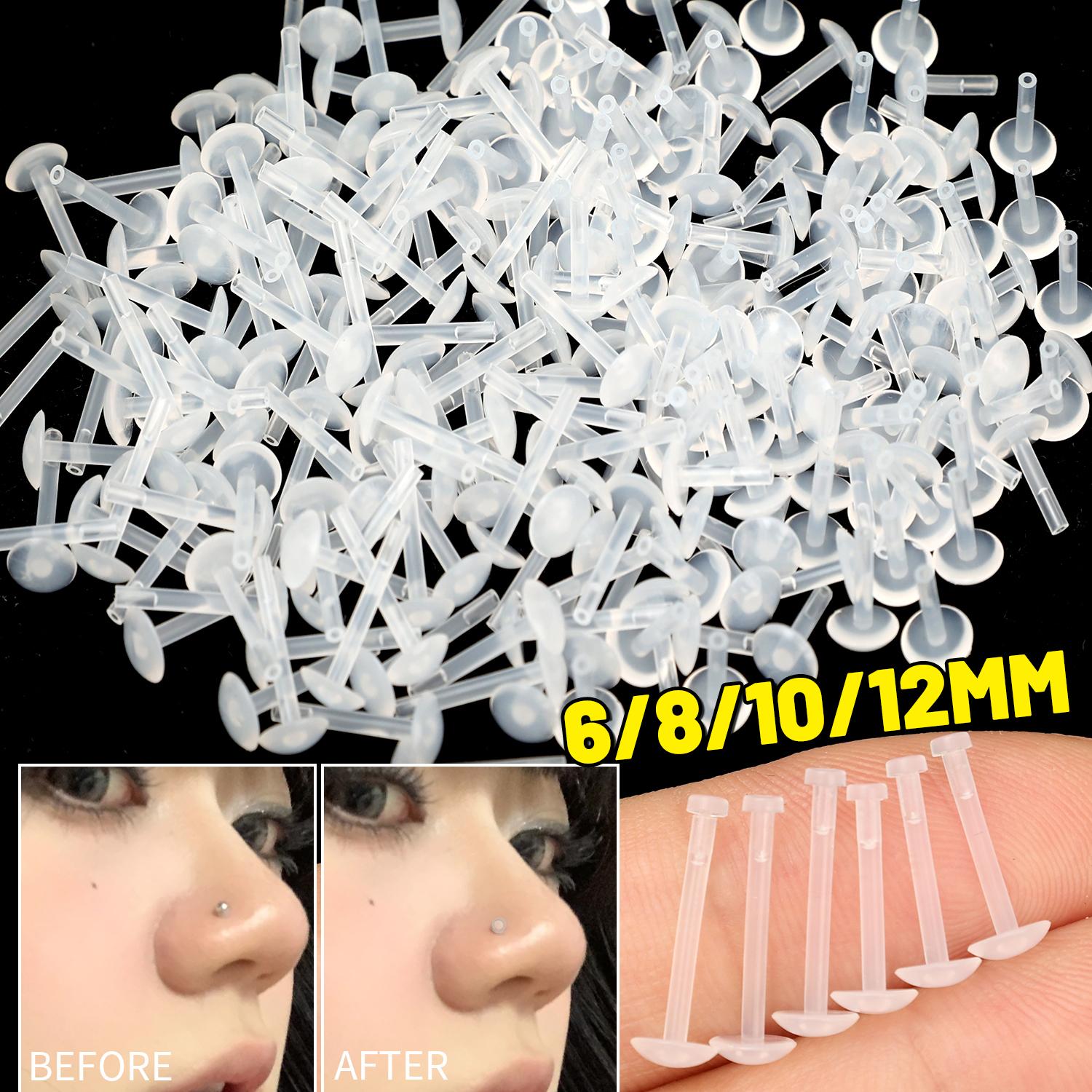 

10-50PCS Clear Piercing Lip Ear Nose Tongue Ring Ashion Transparent Acrylic Tongue Ring Barbell Eyebrow Belly Body Jewelry 10pcs&Round&Labret, Lip Piercing Jewelry&Face