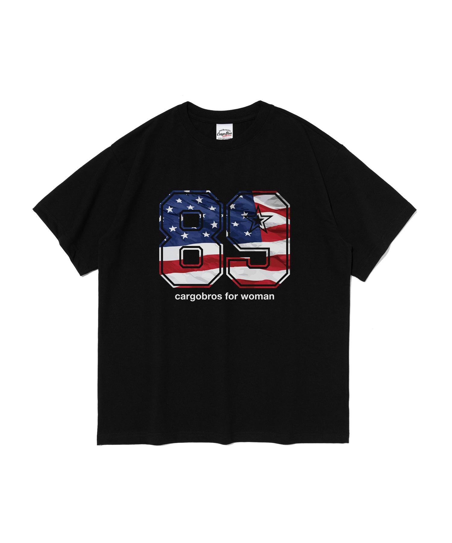 Cargo Bros For Woman American Flag Short Sleeve T-Shirt (Black) L
