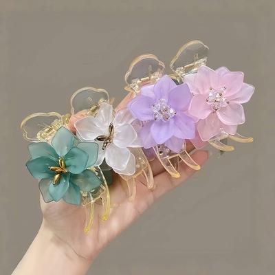 Acrylic Jelly Flower Hair Clip for Women's Fashion Hairpin Balls Head Hair Claw Shark Clip Girls Hair Accessories