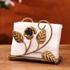 Rose Metal Napkin Holders Stable Hollowed-out Design Tissue Storage Rack Space Saving Rust-proof Vertical Napkin Dispenser