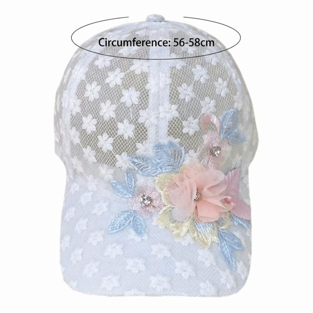 Embroidered Flower Lace Mesh Baseball Cap Breathable Trucker Hat Fashion Cycling Sun Hat  for Women