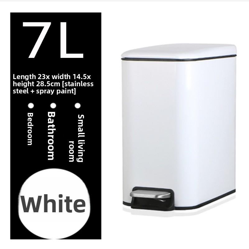 Stainless Steel Trash Can with Lid Narrow Gap Foot Pedal Bathroom Small Rectangle Step Bin