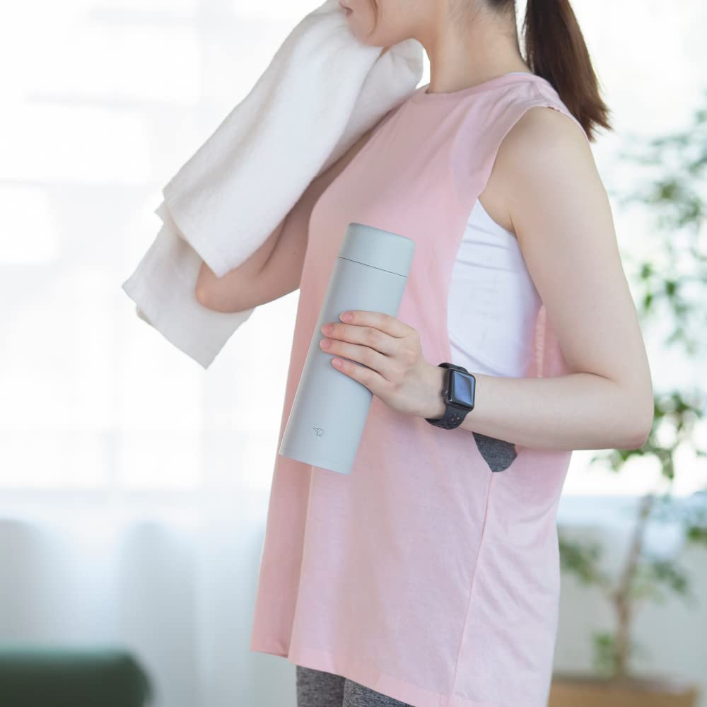 ZOJIRUSHI Water Seamless Large Stainless Steel Pale Integrated Cap and Easy To Only 2 Items To Wash Bottle, Cap, Capacity, 600ml, Screw, Mug, Taupe,