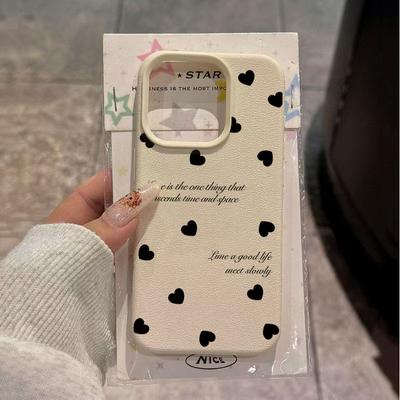 Korean INS Black Love Heart English Phone Case For Xiaomi Redmi Note 15 14 13 12 Pro Plus 14C 15C 13C 12S 11 10 Protection Cover