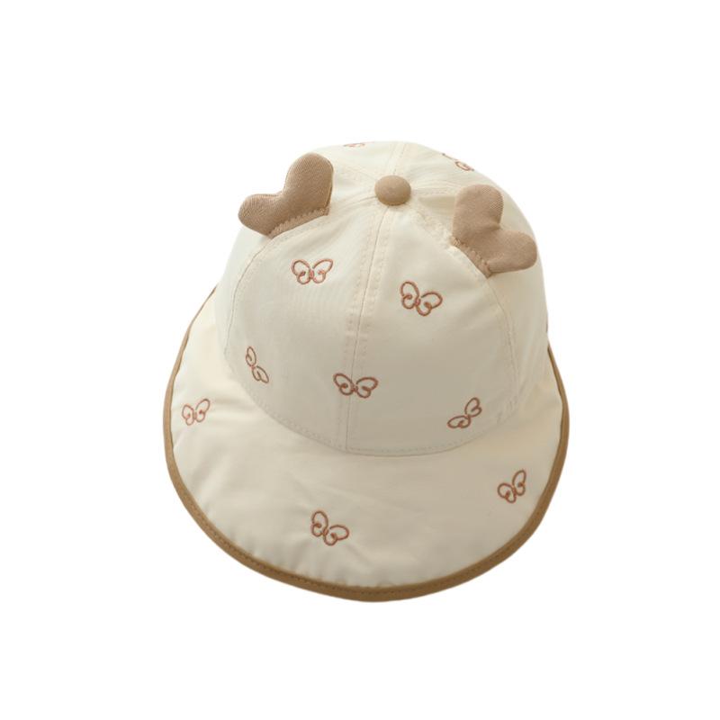 Children's Spring and Summer Pure Cotton Baby Fisherman's Hat Breathable Thin Baby Large Brim Sun Protection Pot Hat